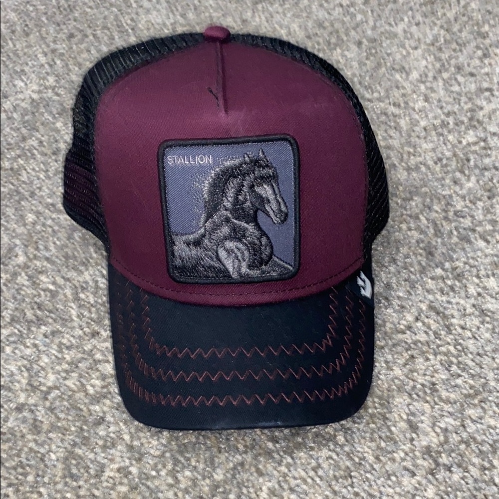 Burgundy and Black Goorin Bros "Stallion" Trucker Hat